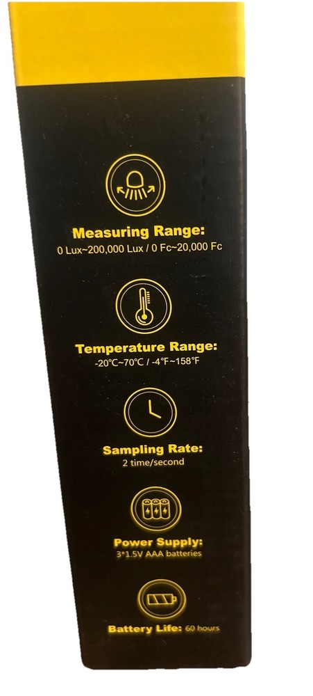 Light Meter Digital Illuminance Meter Handheld Ambient Temperature Measurer LCD