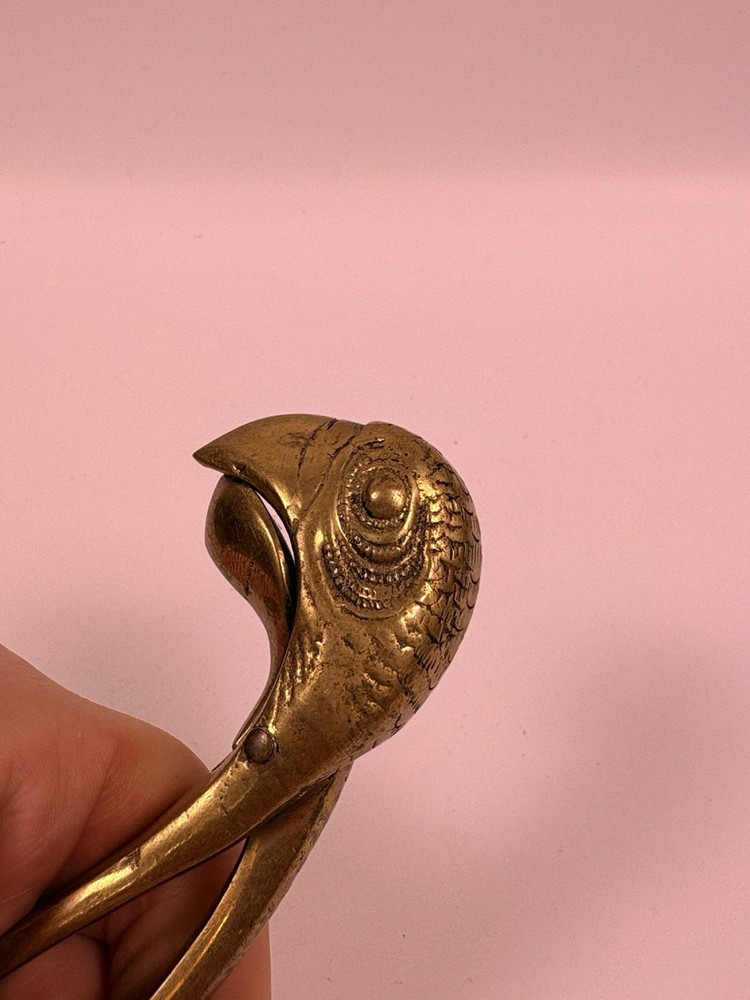 Vintage Solid Cast Brass Bird Parrot Head Beak Nut Cracker