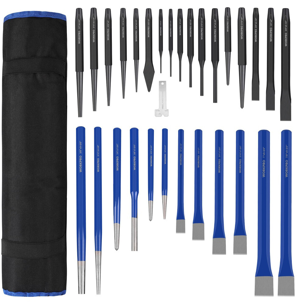WORKPRO 30PIECE Heavy Duty Punch Chisel Cape/Cold/ Chisel Taper/Center/Pin Punch