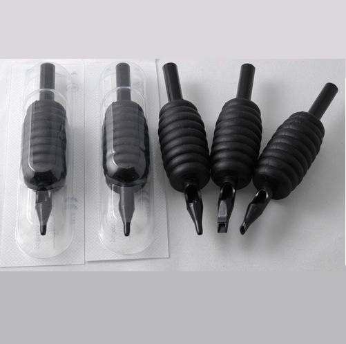 100 pcs Disposable Silicon Tattoo Tubes and 1" 25MM Grip with Tip You Pick Size