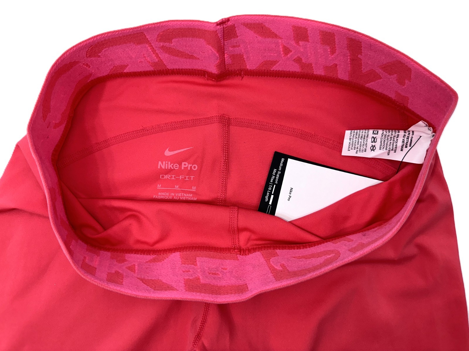 $65 NIKE PRO Women’s 7/8 Mid Rise Graphic Leggings-FV7397-Pink-Medium-New Tag