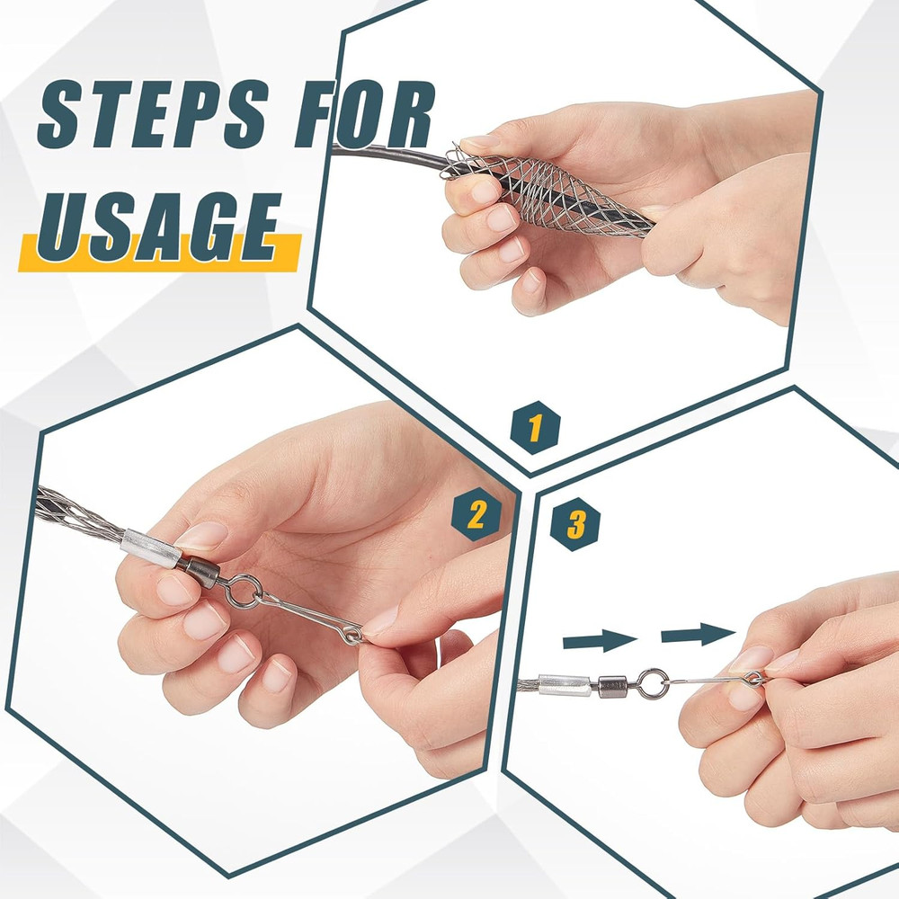 2 Pcs 3/4 in Wire Pulling Grip Mesh Metal Cable Puller Socks Wire Tools for E...