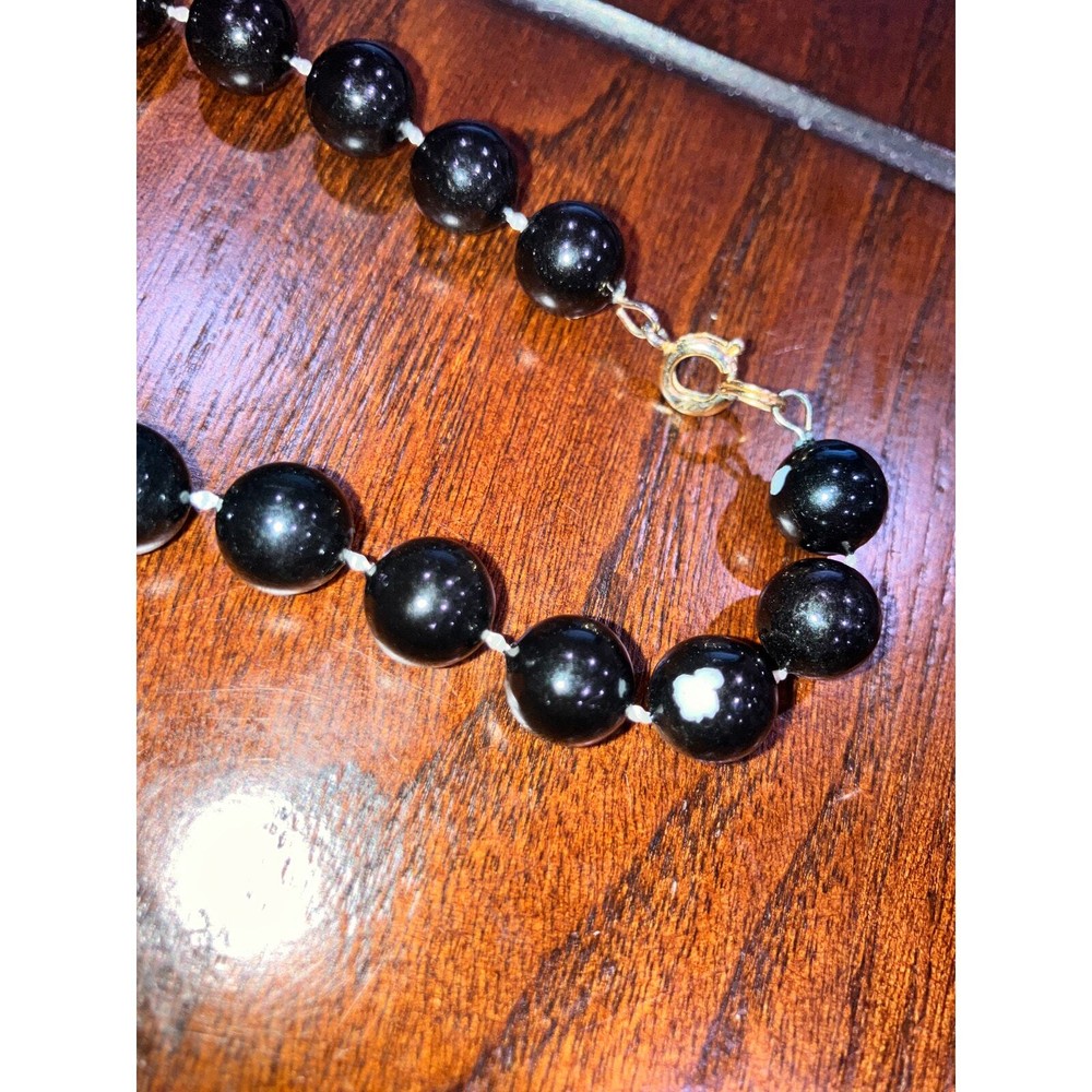 Black Distressed Beaded 24.25' Length Necklace!