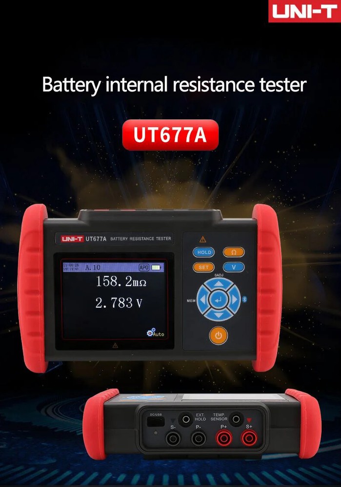 UNIT UT677A Battery Internal Resistance Tester Volt Temp Meter Bluetooth PC APP