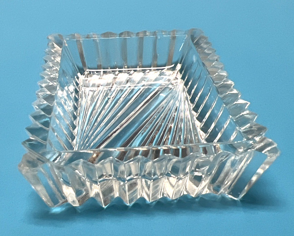 Vintage Very Deco Sharp Cut Rectangle Sharp Pointed Open Glass Salt Dip 2.5