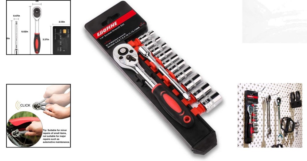Durable Chrome Vanadium 12pc Mini Ratchet Socket Set, Organized & Ready to Use