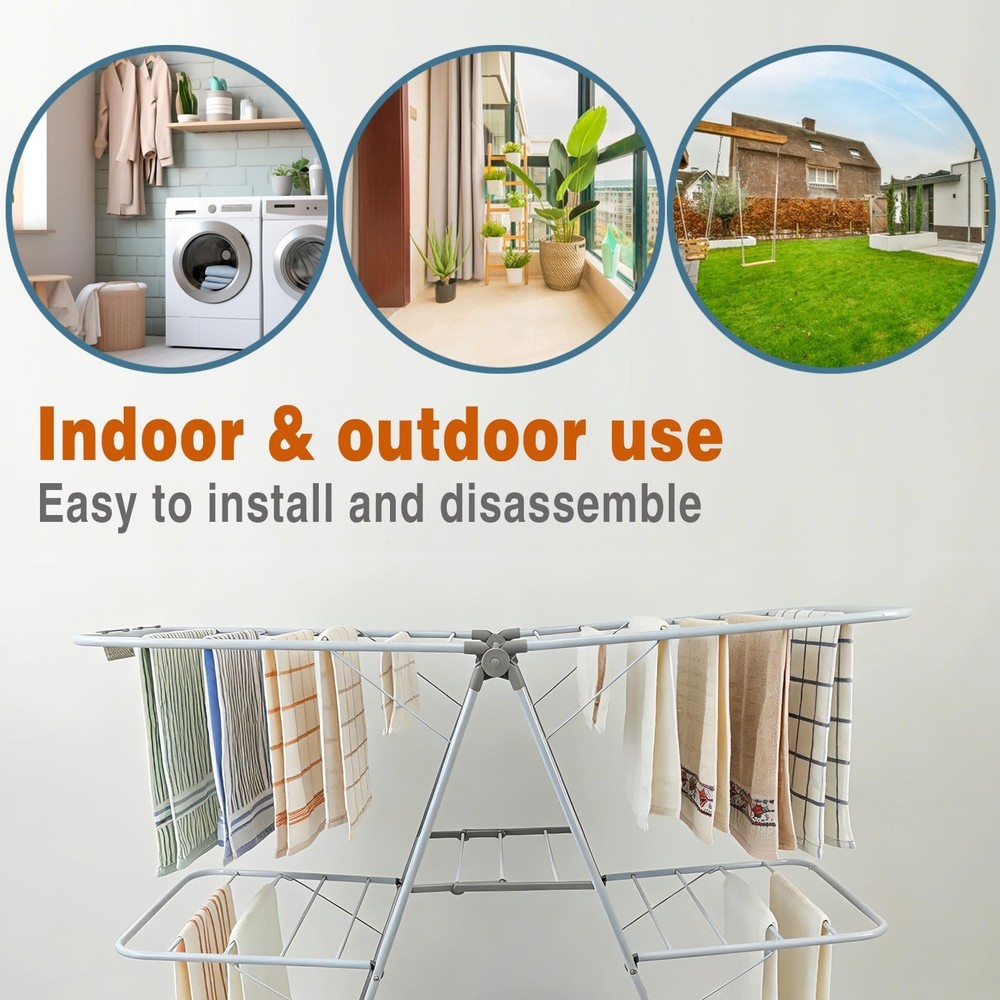 Clothes Drying Rack, Foldable 2-Level Laundry Racks for Drying Clothes Rack,S...