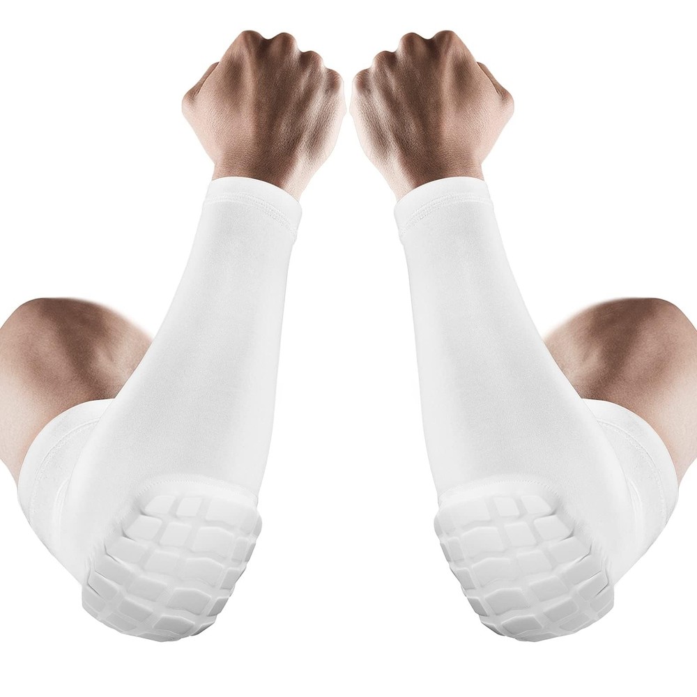 AceList 2PCS Elbow Pads with Padded Compression Shield Shape Medium, White