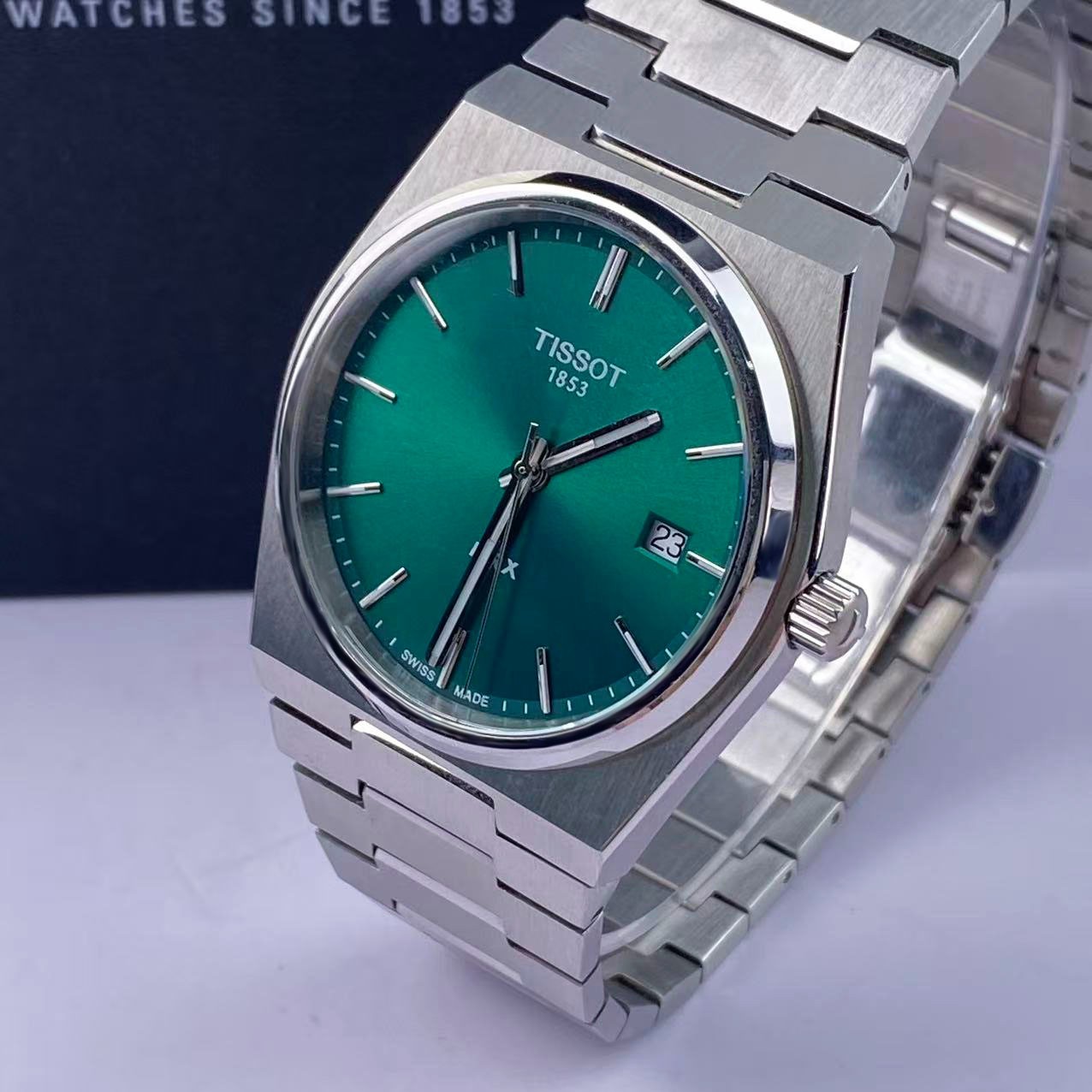 Tissot PRX Green Dial Men's Quartz Watch Stainless Steel 40mm T137.410.11.091.00