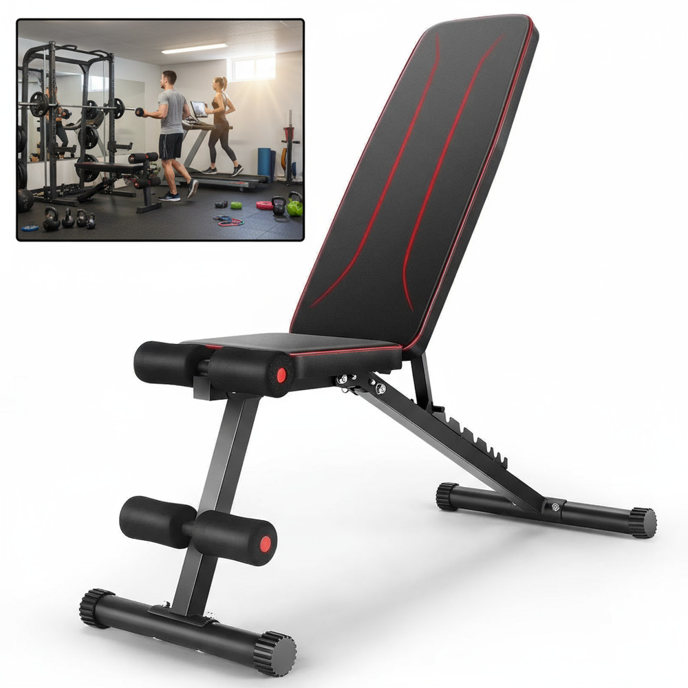 Adjustable Basic Weight Bench Foldable with 8 Backrest Position Exercise Bench