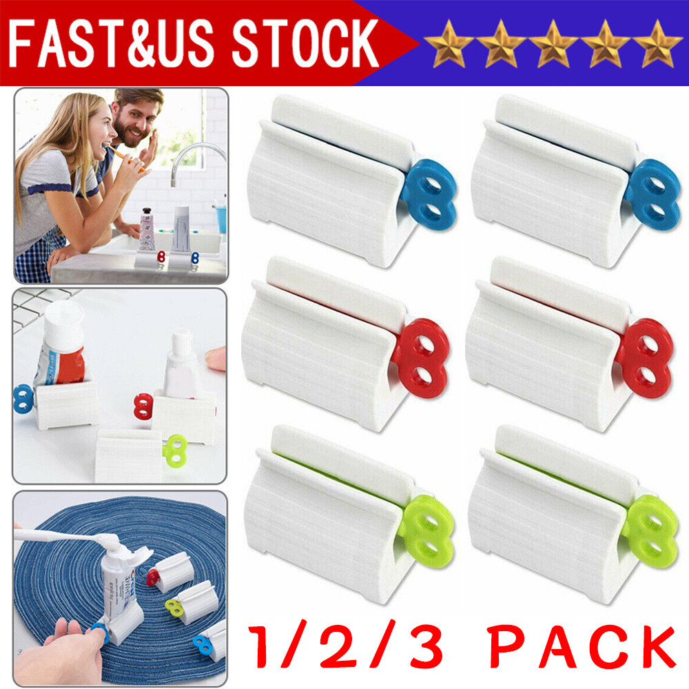 3Pcs Rolling Tube Toothpaste Squeezer Manual Dispenser Seat Holder Home Bathroom
