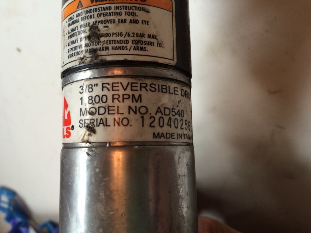 MAC TOOLS AD540 3/8" REVERSIBLE DRILL KEYLESS CHUCK USED