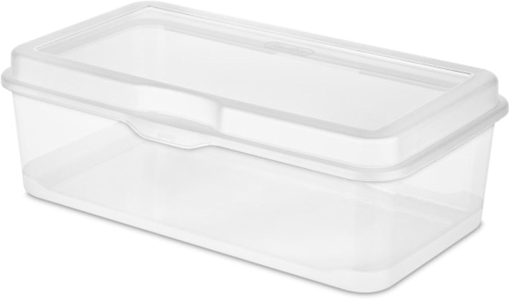 Clear Stackable Storage Bins with Hinging Lids - 12 Pack