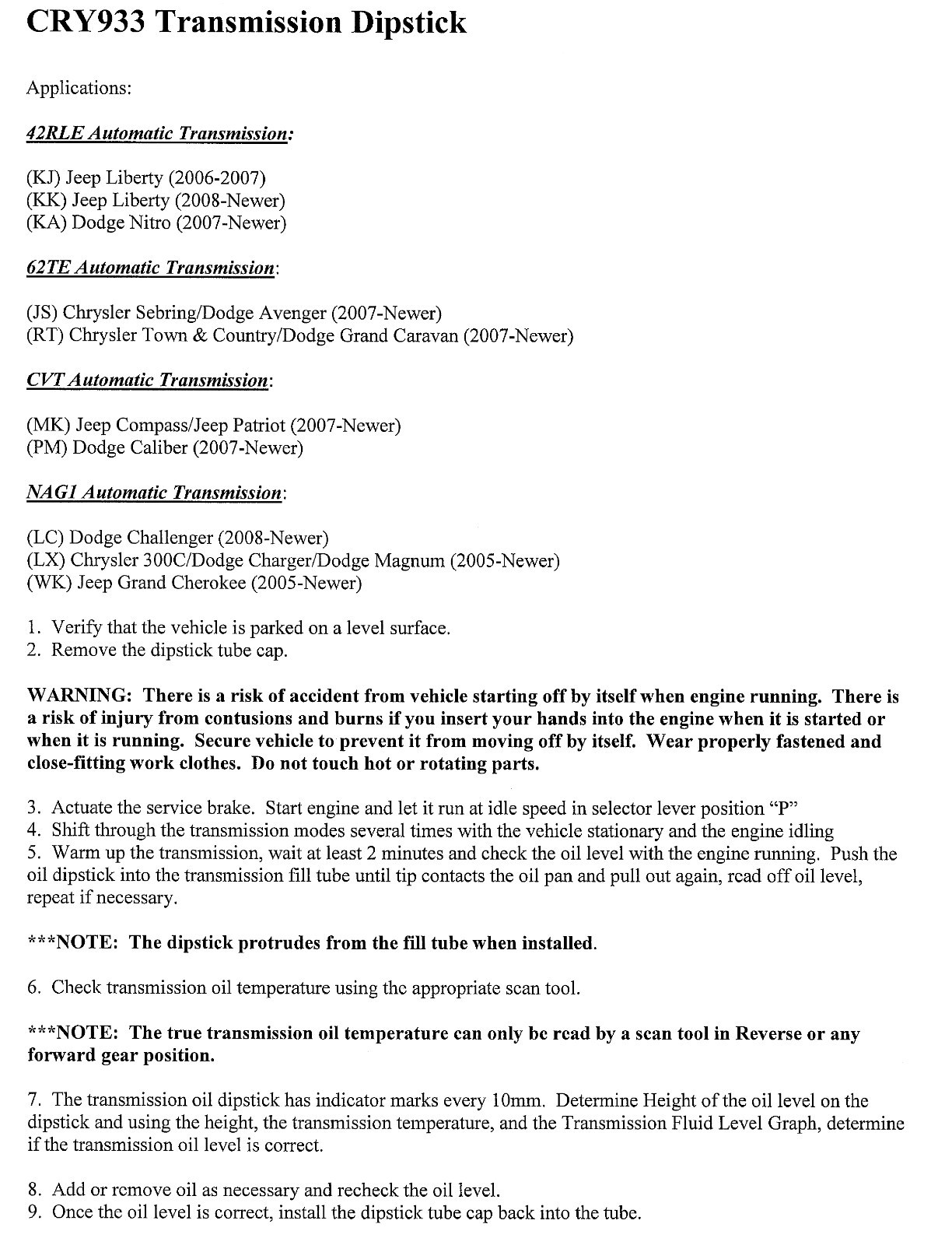 - TRANSMISSION DIPSTICK TOOL - automatic oil auto trans ATF Fluid Level Dip NEW