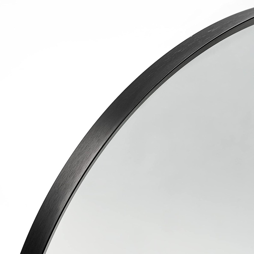 Black Metal Framed Arched Bathrrom Mirror for Wall