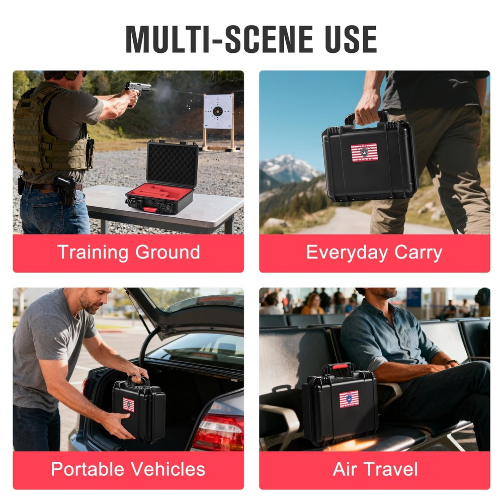 TSA Approved Handgun Case Hard Shell Lockable Waterproof Pistol Case