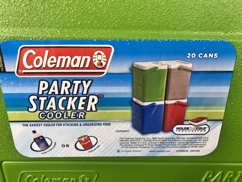 Coleman Party Stacker 20 Can Stackable Cooler Model 6224 Green Flip Top