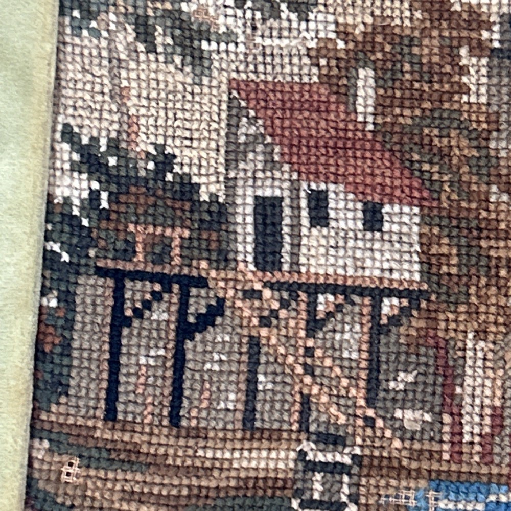 Vintage Framed Needlepoint Castle