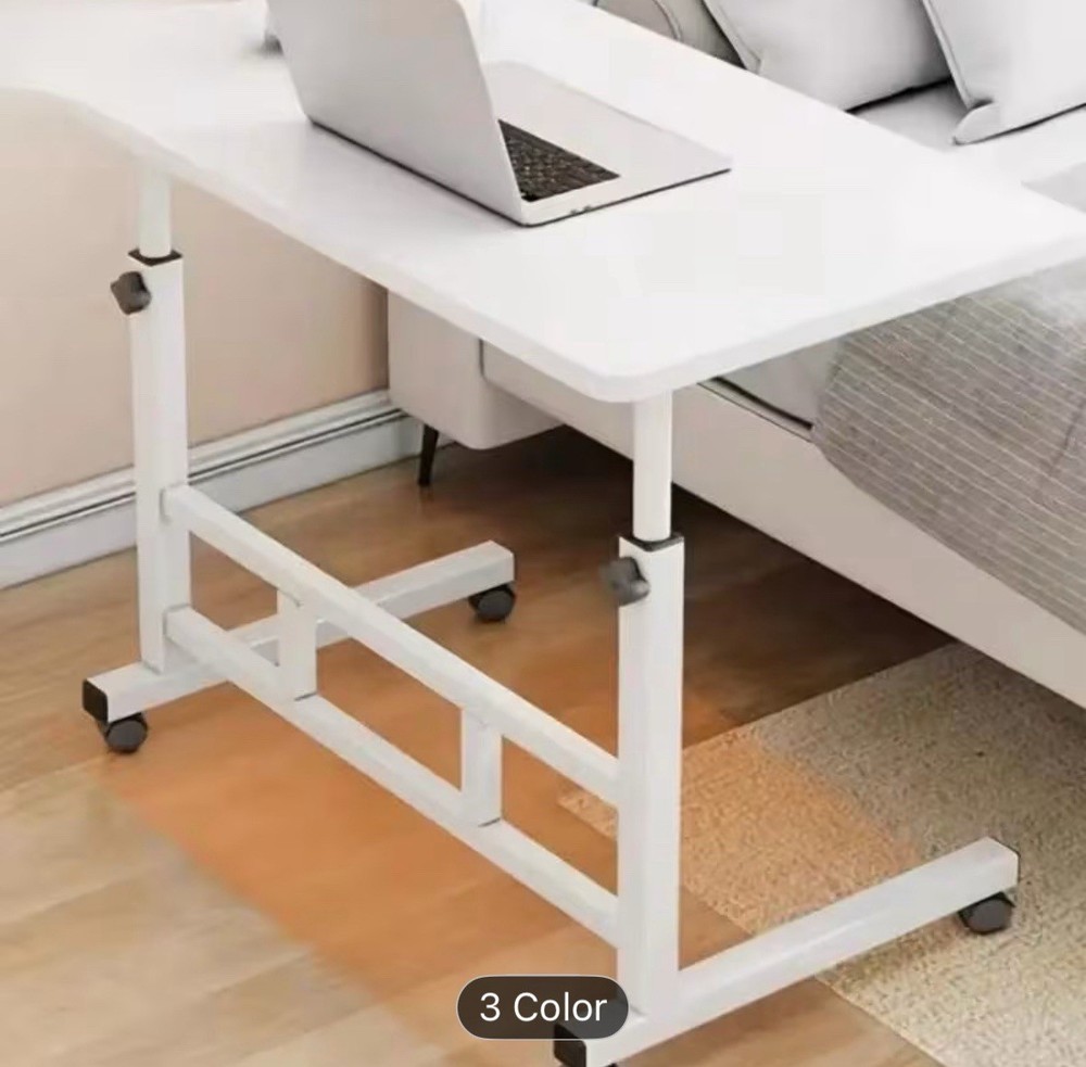 Mobile Lift Table, Adjustable Height, With Wheels Bedside Computer Desk