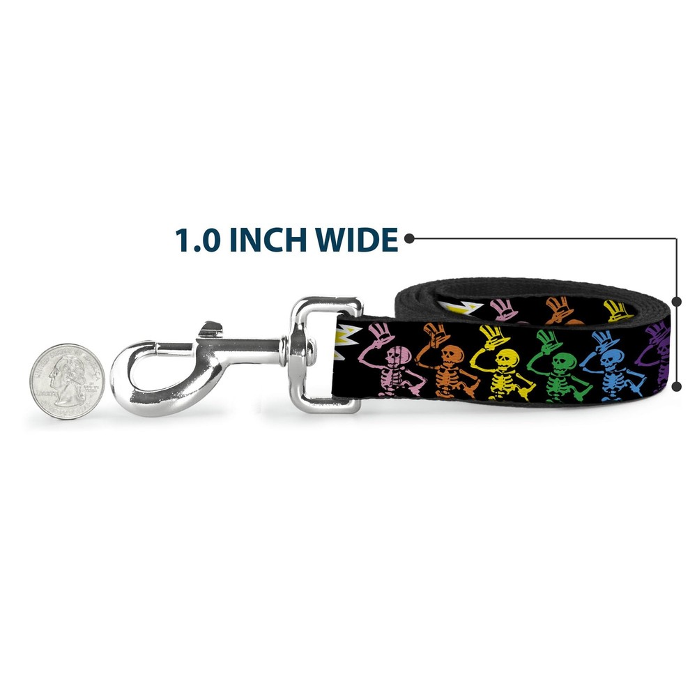 Dog Leash Grateful Dead Script Bears Skeletons Black Multi 6 FT