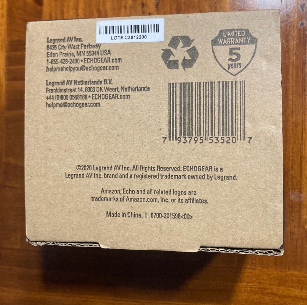 Echogear Wall Mount White For Amazon Echo Dot EGMA-EDM2-W2