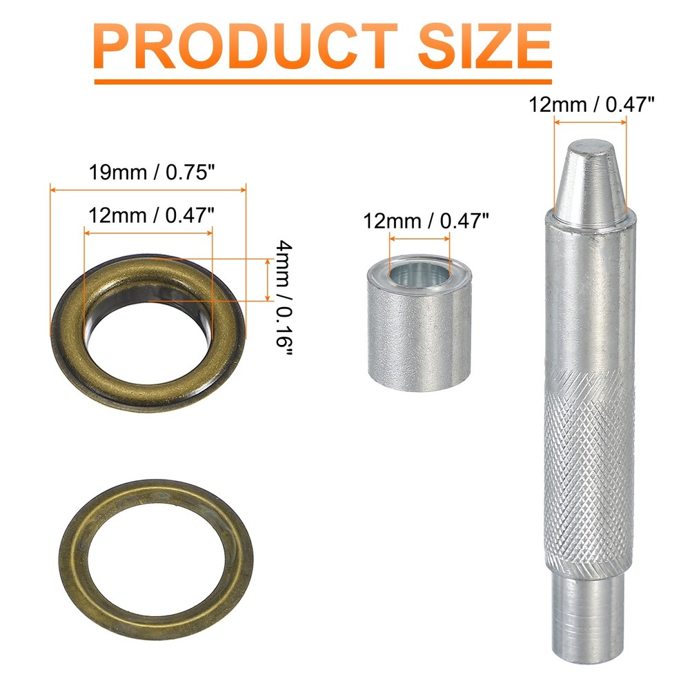 80Set Grommets Eyelets Kit 12mm Copper Eyelets with Setting Tool Bronze