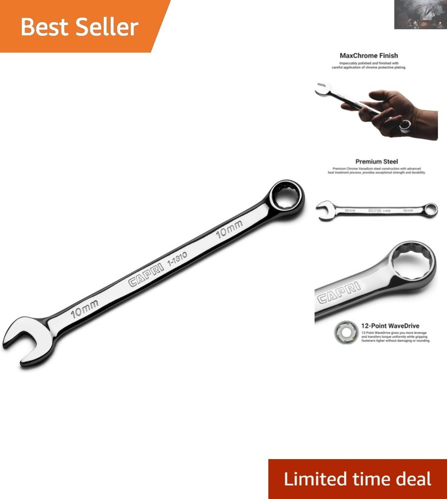 Precision 10mm Combination Wrench - 12 Point with Offset for Knuckle Clearance