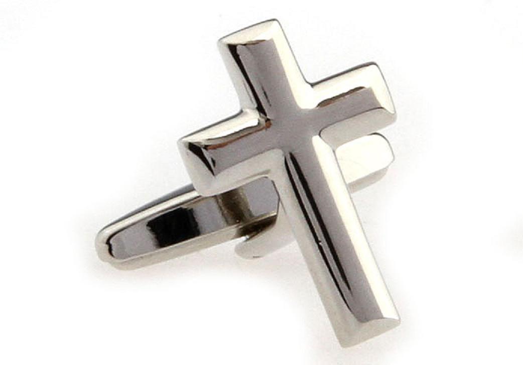 MRCUFF Cross Silver Pastor Pair of Cufflinks in a Presentation Gift Box & Cloth