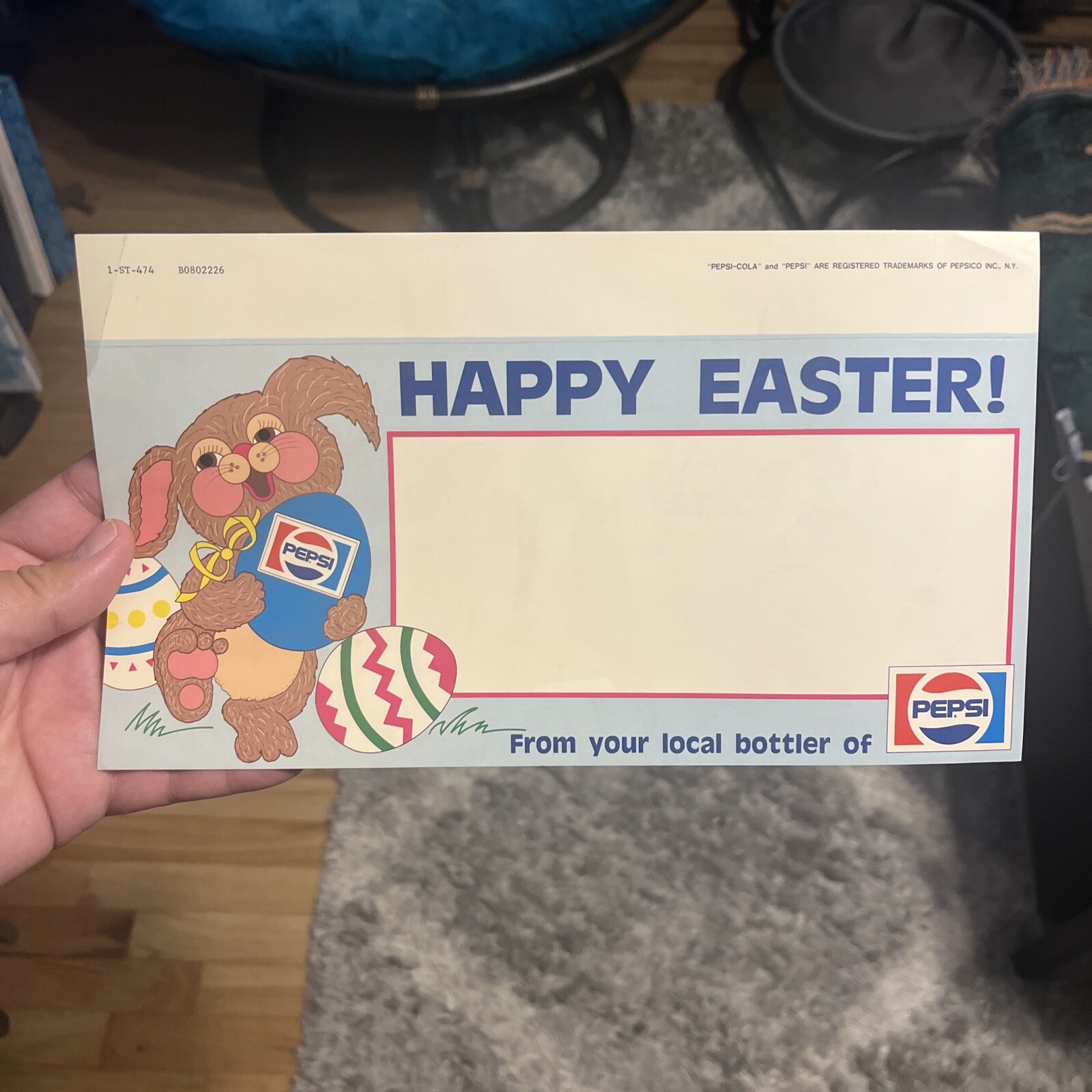 Vintage Pepsi Happy Easter Promotional Advertising Sign Easter Bunny With Eggs