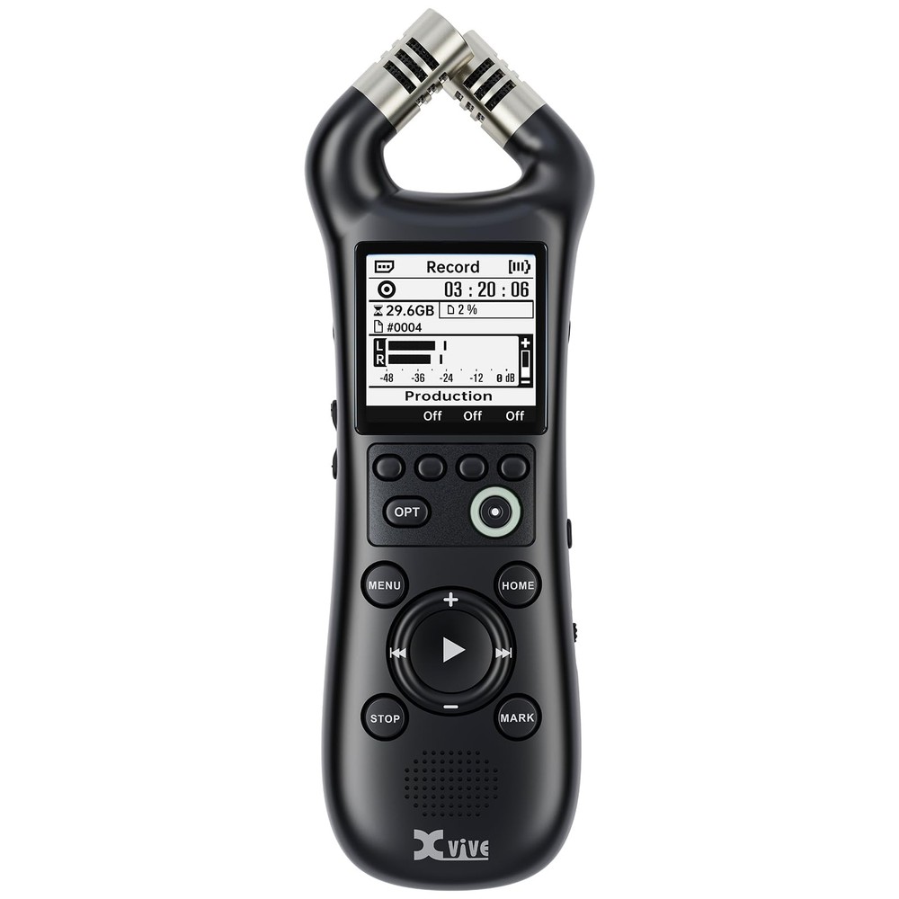 Portable Stereo Audio Recorder with 32Bit Float, USB Mic, WAV/AAC Format