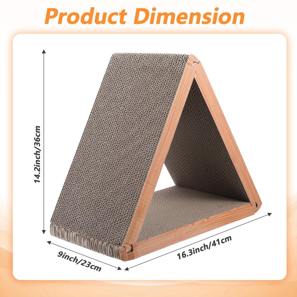 3-Sided Vertical Cat Scratching Post Foldable Triangle Scratch Pad Cardboard