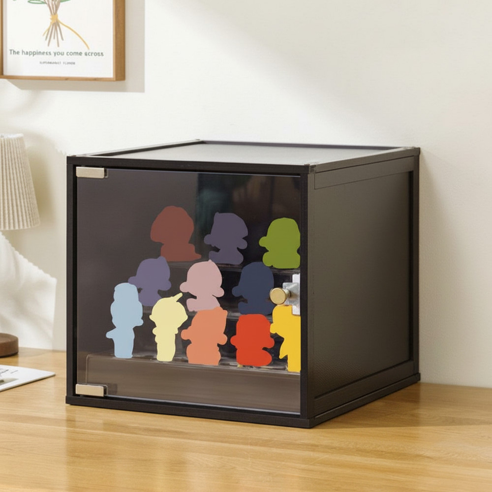 Wooden Display Case Storage Cabinet Organizer Home Office Bookcase Stackable