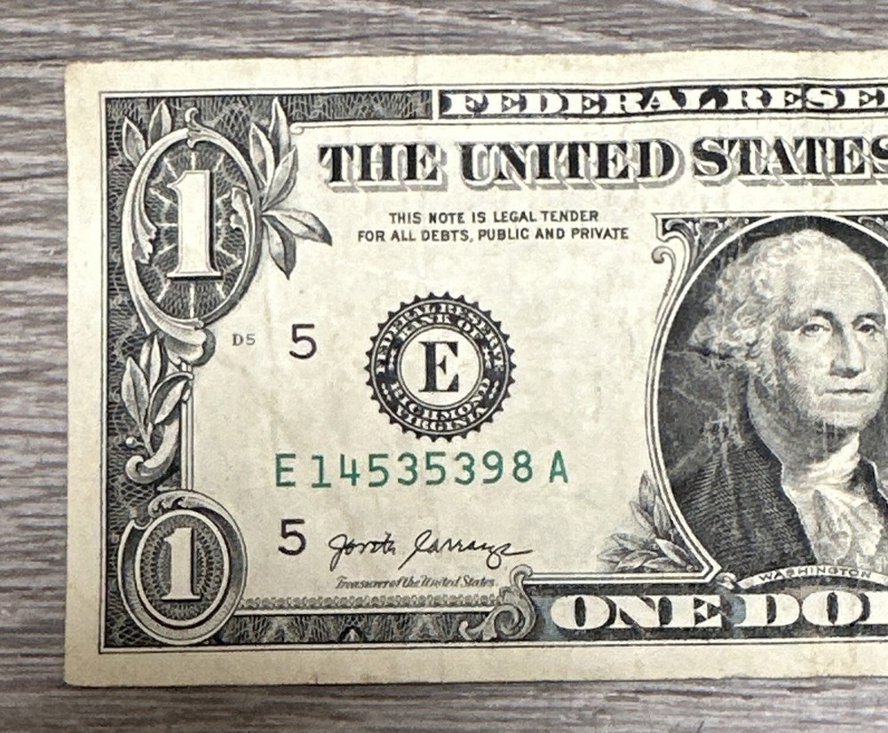 Odometer Note Error 2017 $1 Dollar Bill Misaligned Serial Number High 8