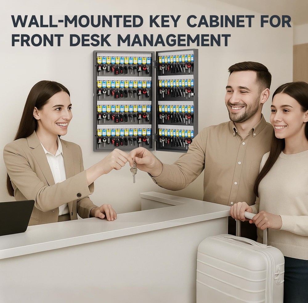 WeHere Key Lock Box Wall Mount(96 Keys), Key Cabinet Security Combination Lockbo