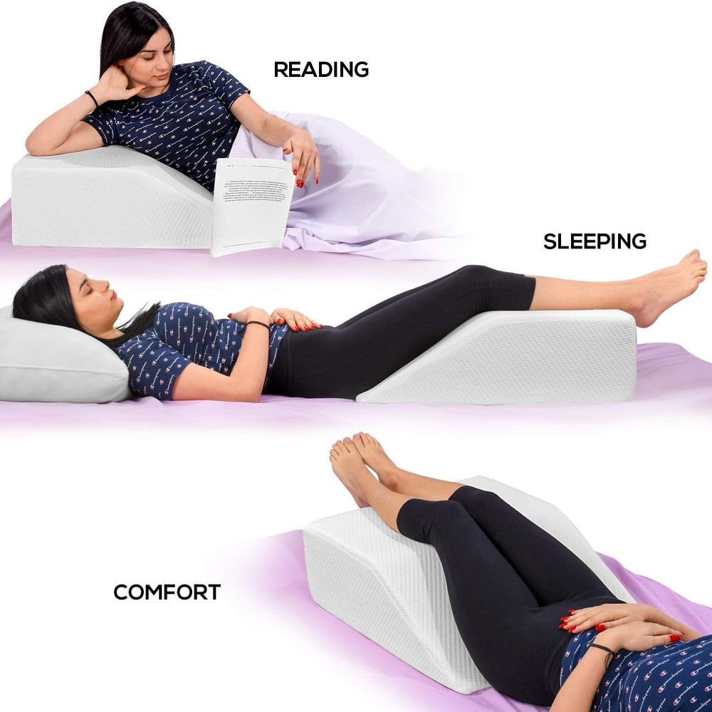 EBUNG Leg Elevation Pillow with Memory Foam - White