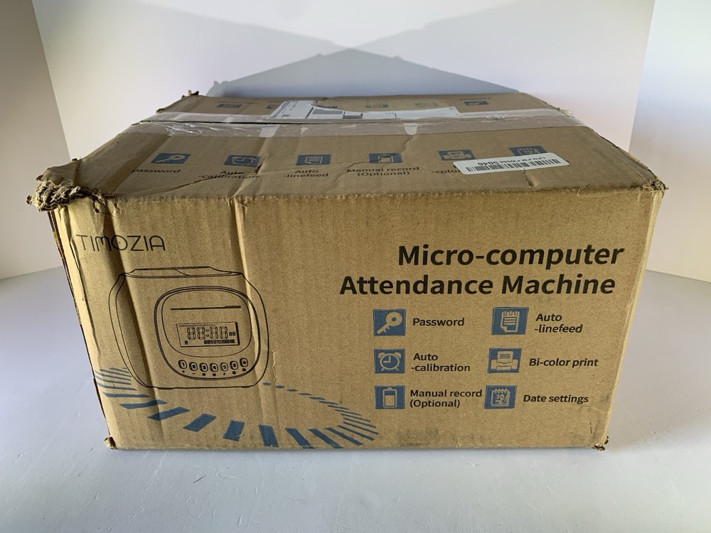 TIMOZIA Time Clock with Passcode, Auto-Align Time Card Machine, 6 Punches White