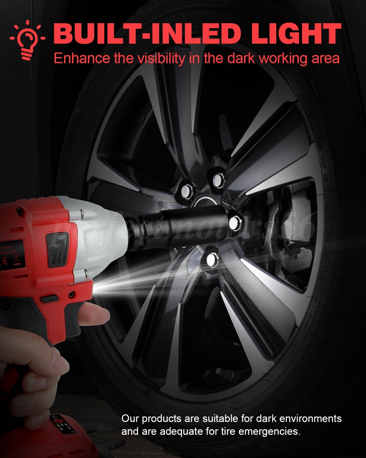 Electric Impact Wrench 1000Nm High Torque Impact Gun 1/2" Cordless Impact Wrench