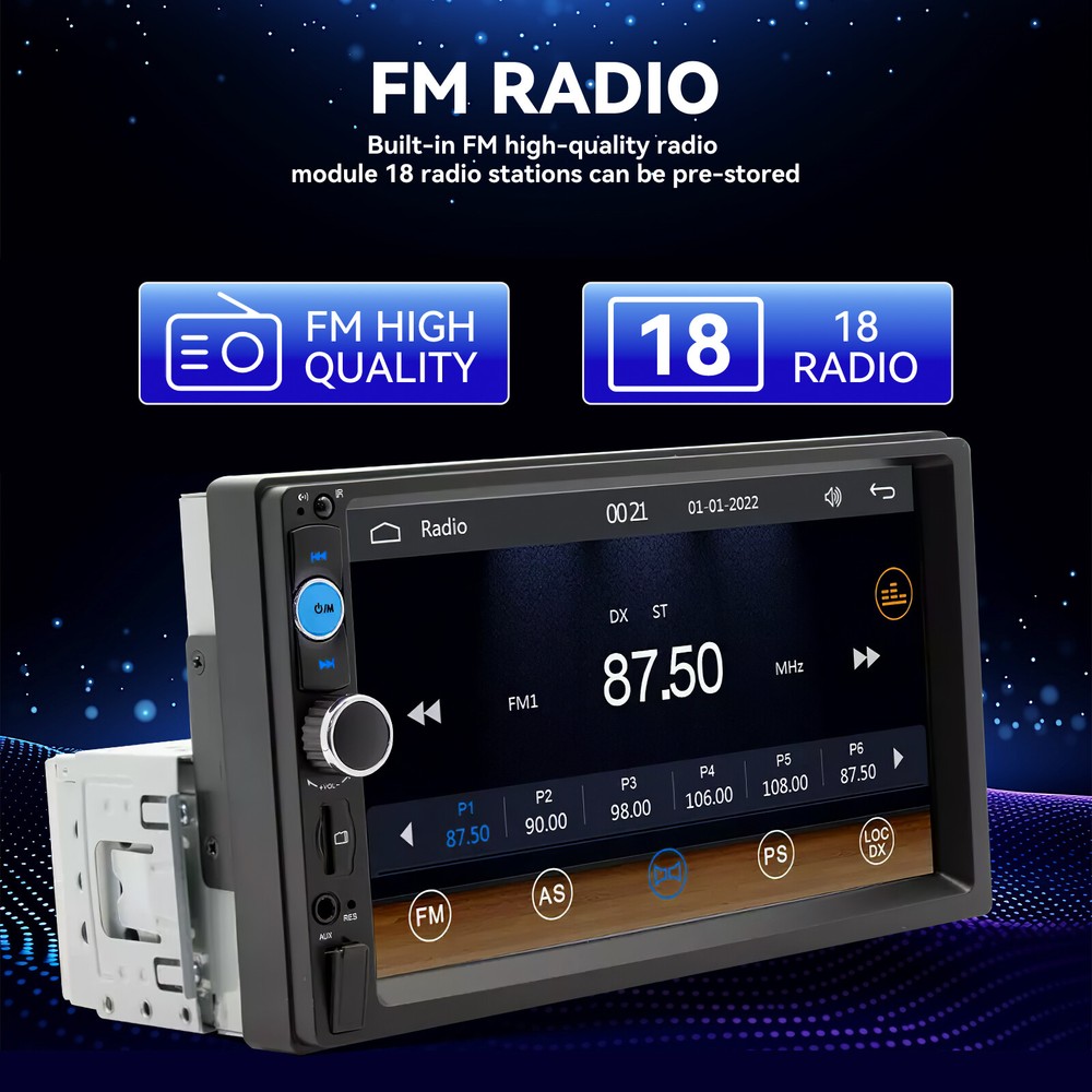 7"Single 1Din Touch Screen Stereo Bluetooth Car Radio Apple Android Carplay GPS