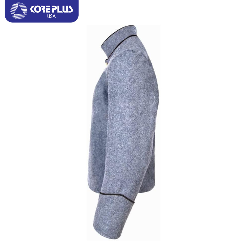 Civil War Grey Shell Jacket with Black Piping Trim - Authentic, Single Breasted