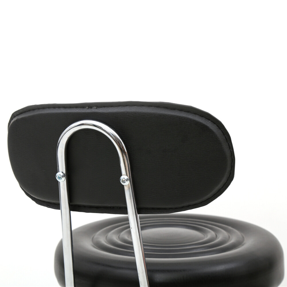 New Round Shape Adjustable Salon Stool with Back and Line Black --