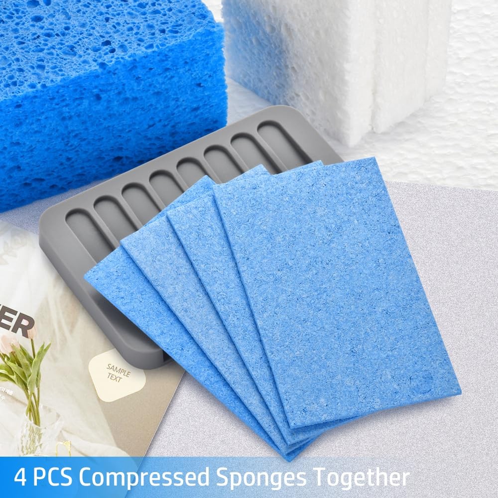 4PCS Compressed Kitchen Sponges for Household Use Zero Scratch Scrub Dish Sponge