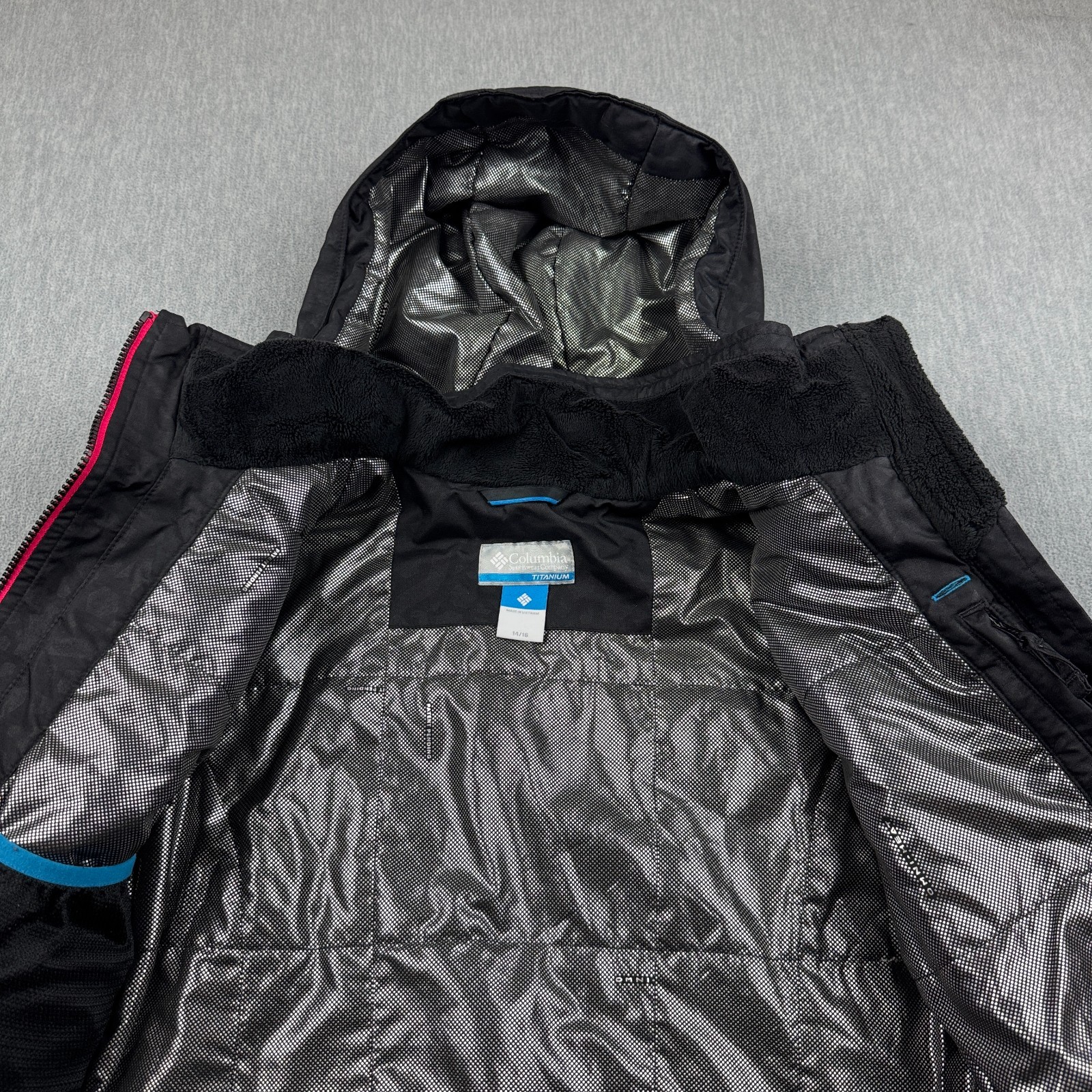 Columbia Jacket Youth Girls 14/16 Black Omni-Tech Titanium Hooded Full Zip Kids