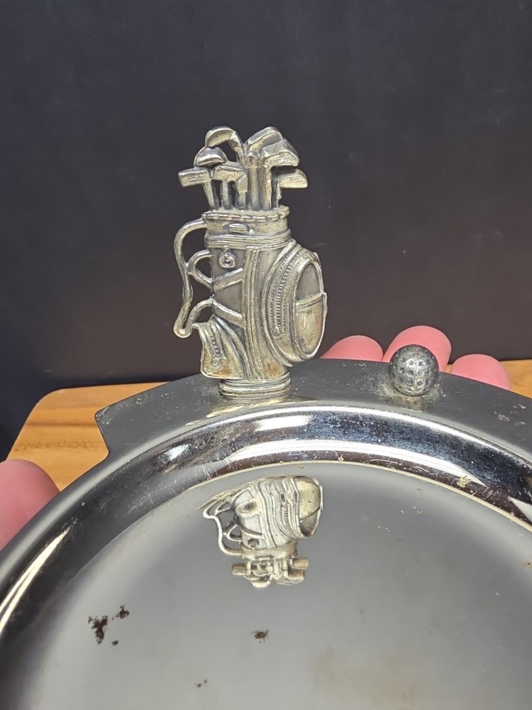 Silver Trinket Dish - Golf Bag And Ball - Felt Bottom