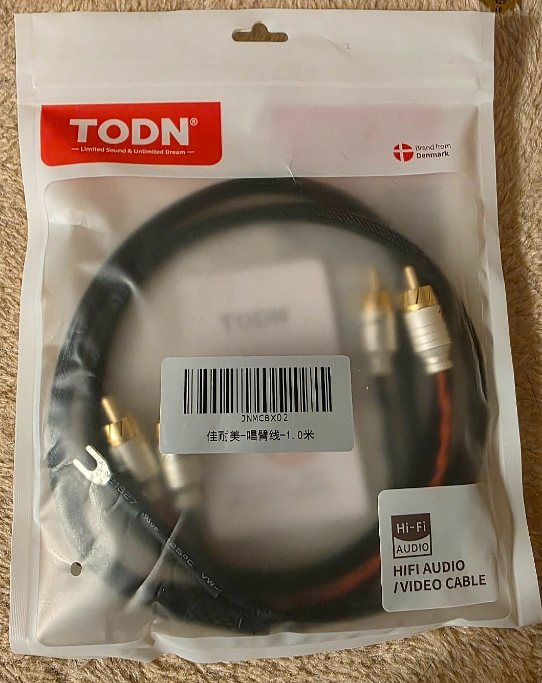 TODN Low-Capacitance HiFi Turntable Gold RCA Cable w Silver Ground 1M L@@K