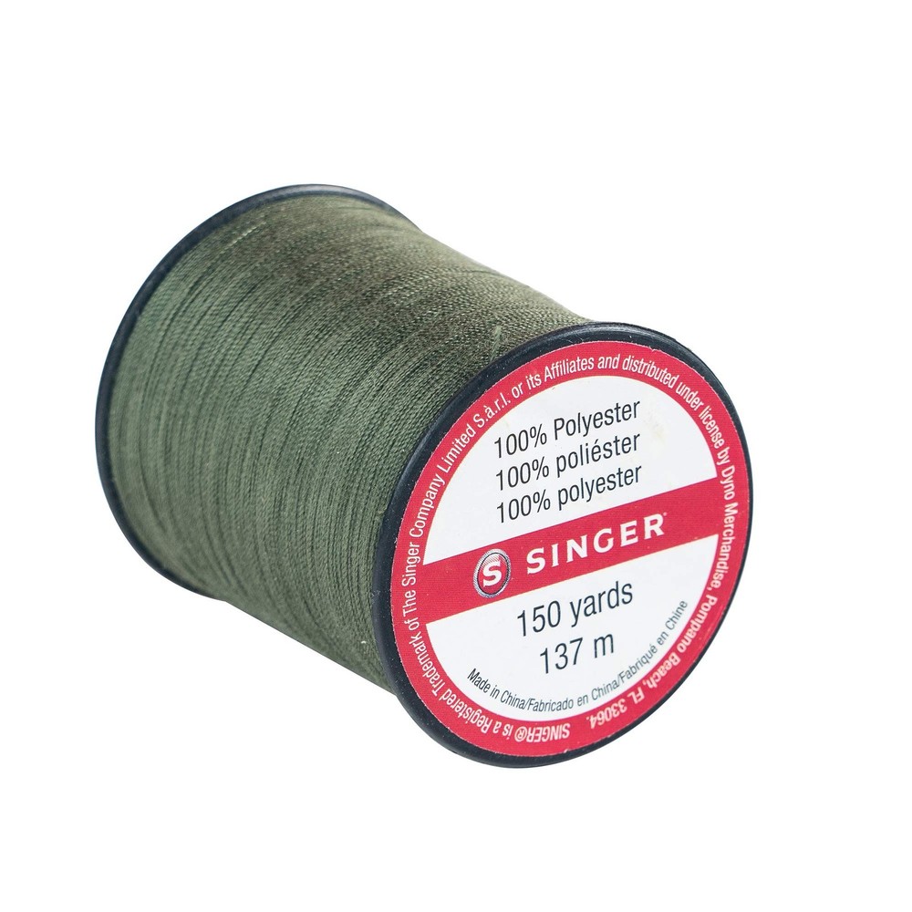Singer Olive Green Polyester Thread 150 Yards All Purpose Sewing Yarn Spool