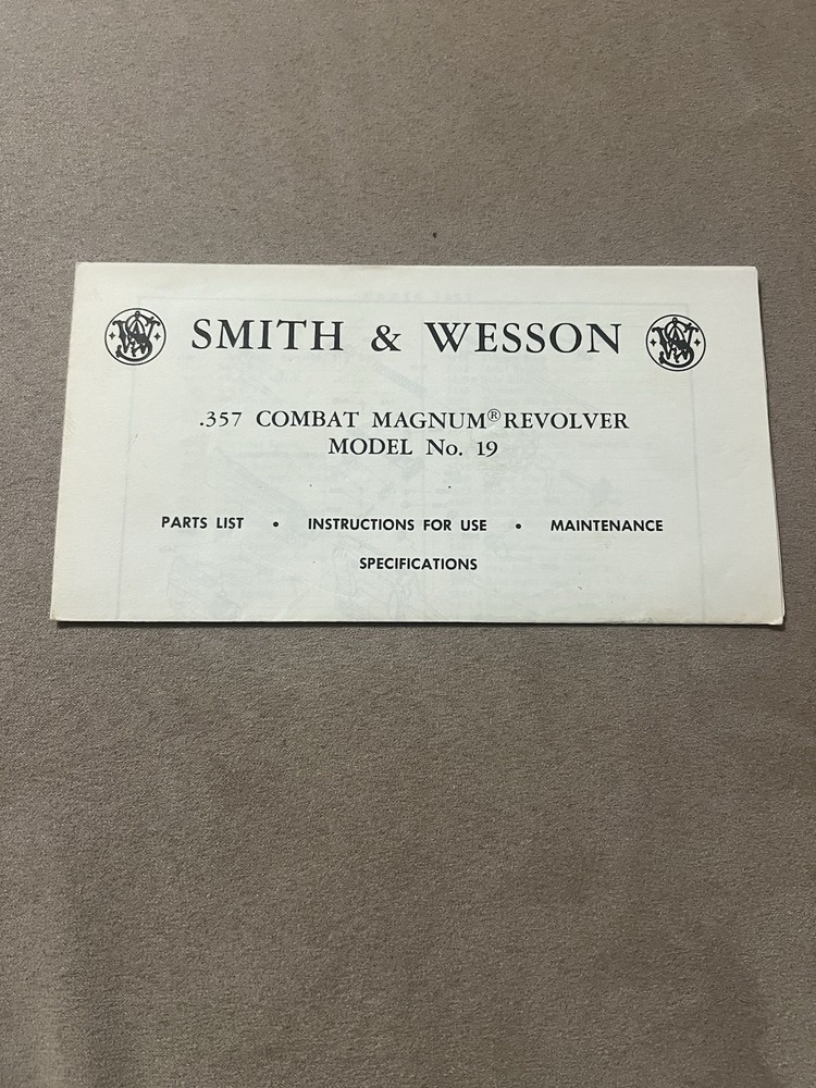 Factory Original Smith & Wesson Model 19 Manual S&W