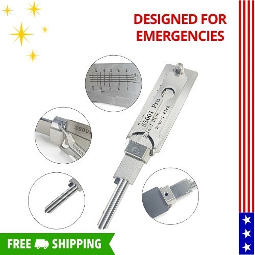2-in-1 Stainless Steel Key Decoder SS001 PRO Lock Decoder Repair Tools-(1pc)