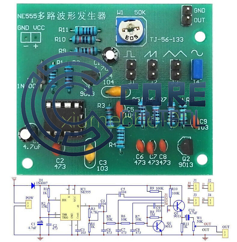 new 1PCS Multi-Channel NE555 Waveform Generator Module Sine Triangle Square Wave