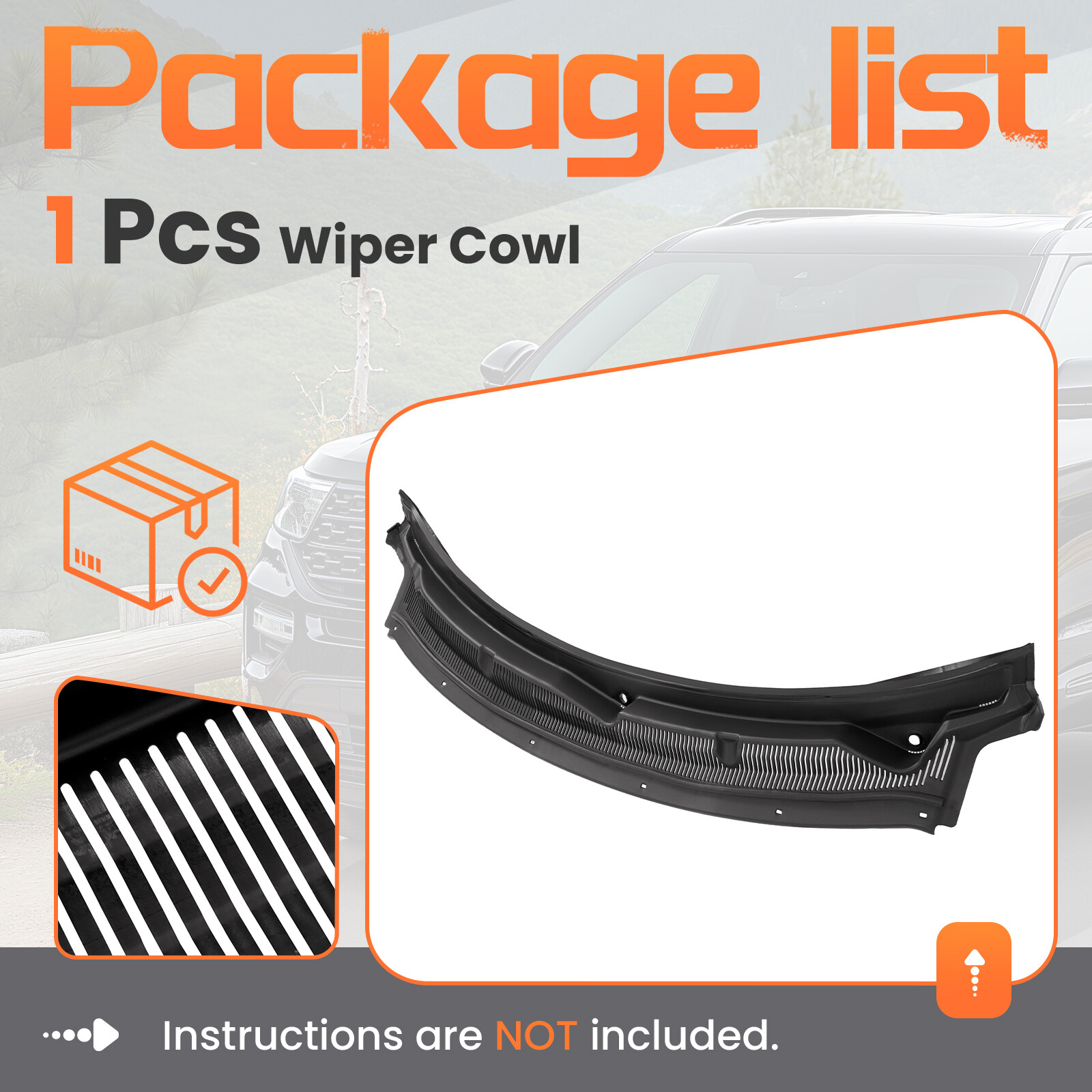 Top Windshield Wiper Cowl Grille For Ford Explorer 2011-2019 #FO1271109