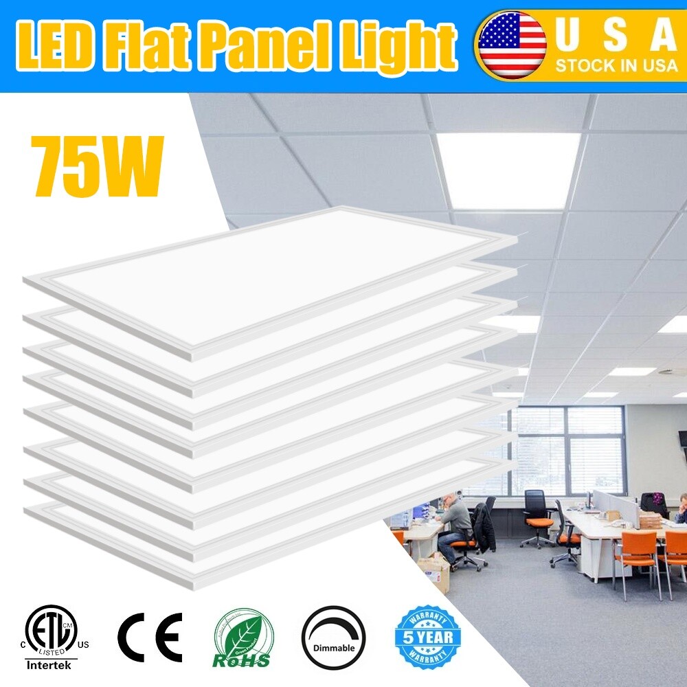 8-Pack 2X4 FT LED Flat Panel Lights Fixture, Dimmable 0-10V Drop Ceiling Lights